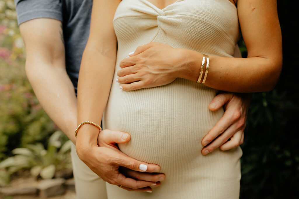 Maternity photos at Land Park Rock Garden captured by Sacramento Photographer - Rachel C. Photography