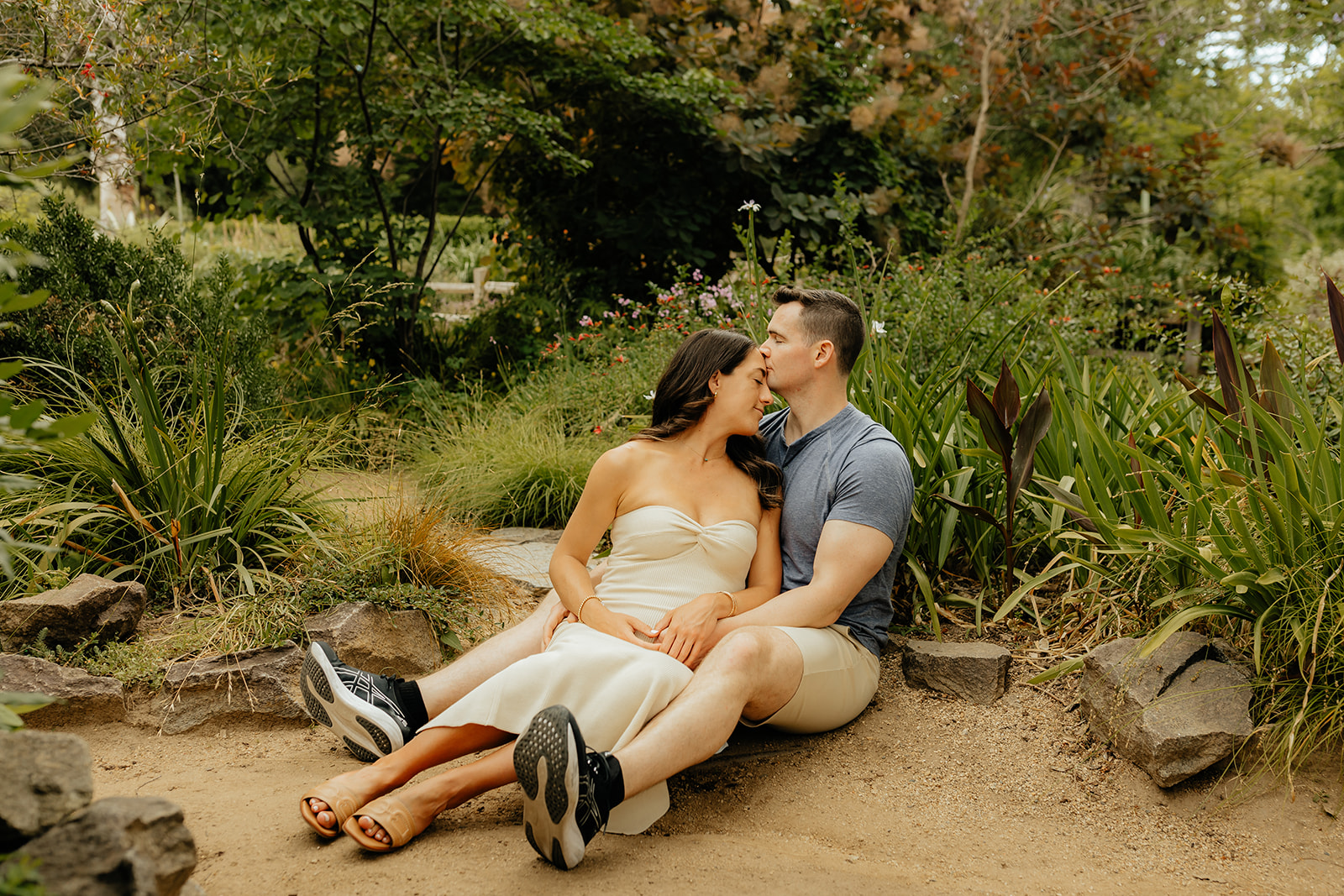 Maternity photos at Land Park Rock Garden captured by Sacramento Photographer - Rachel C. Photography