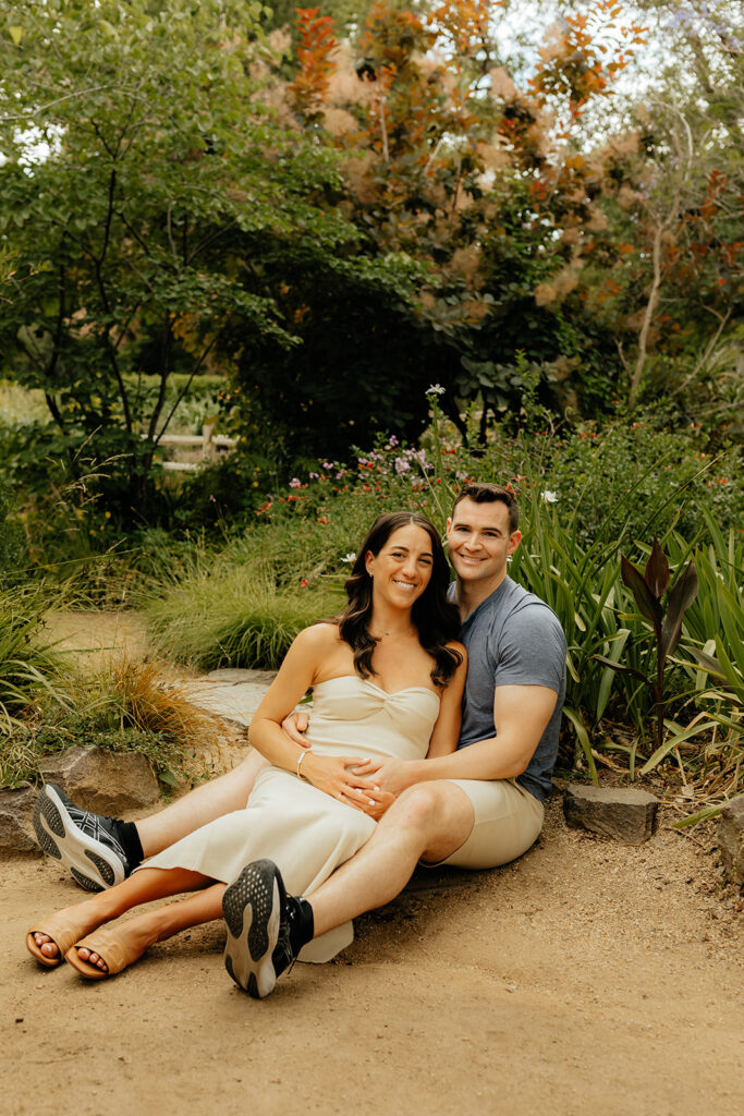 Maternity photos at Land Park Rock Garden captured by Sacramento Photographer - Rachel C. Photography