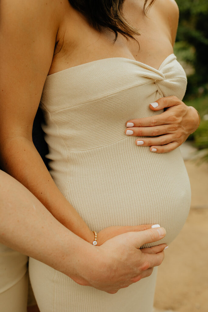 Maternity photos at Land Park Rock Garden captured by Sacramento Photographer - Rachel C. Photography