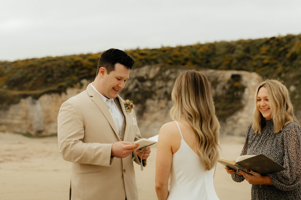 Intimate beach wedding ceremony
