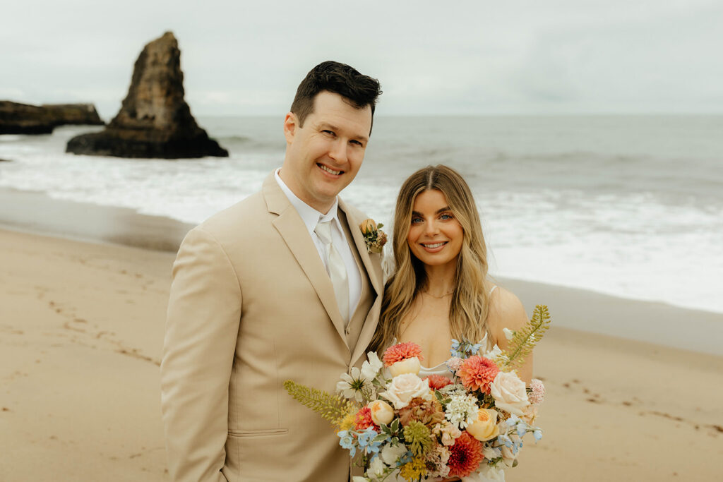 California elopement photography on Santa Cruz Beach - Davenport Beach