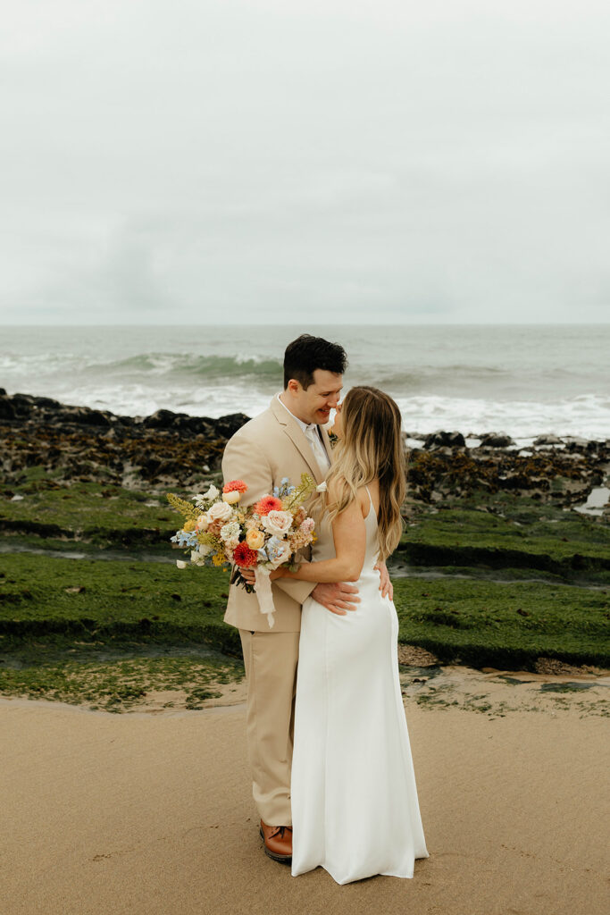 California elopement photography on Santa Cruz Beach - Davenport Beach