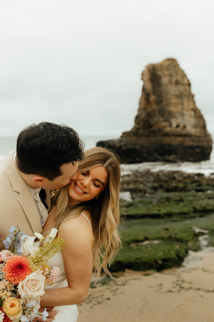 California elopement photography on Santa Cruz Beach - Davenport Beach
