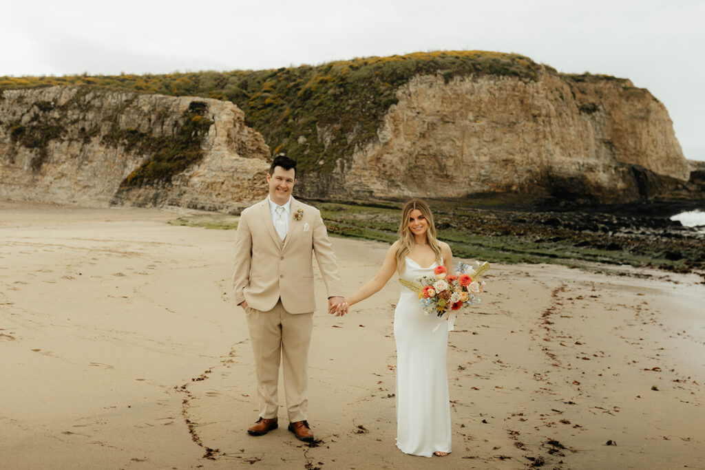 California elopement photography on Santa Cruz Beach - Davenport Beach