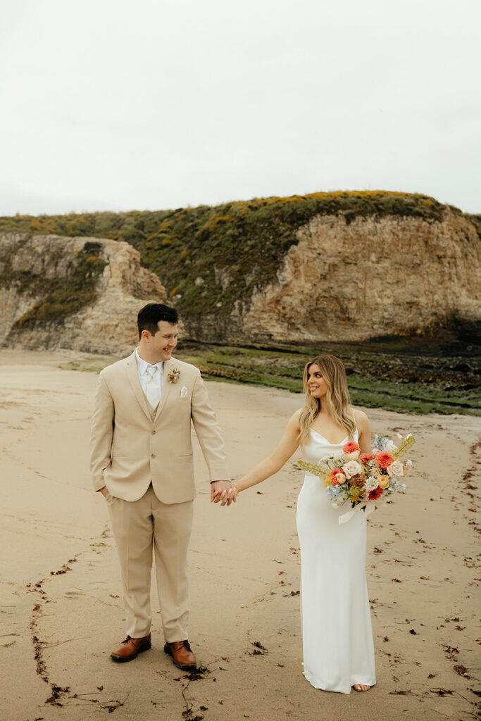 California elopement photography on Santa Cruz Beach - Davenport Beach