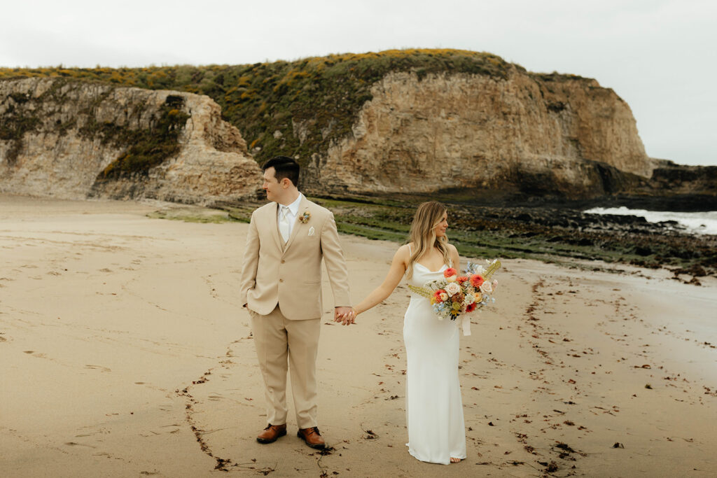 California elopement photography on Santa Cruz Beach - Davenport Beach