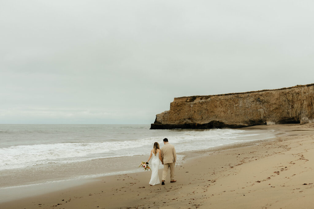 Bride and groom portraits from California elopement on Davenport Beach - Santa Cruz Elopement