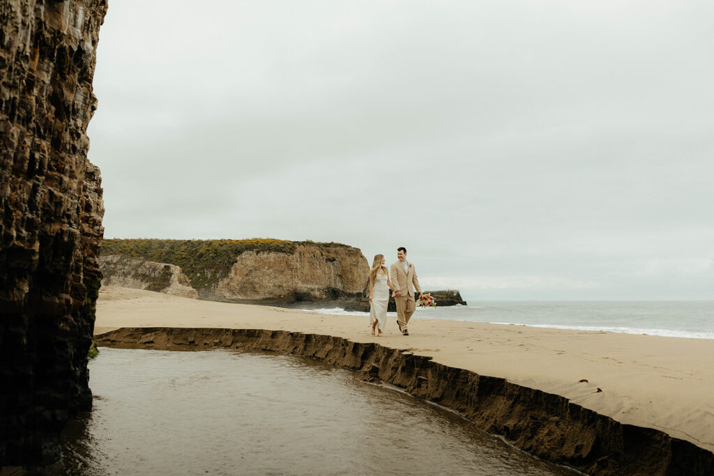 California elopement photography on Santa Cruz Beach - Davenport Beach
