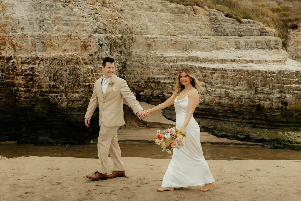 California elopement photography on Santa Cruz Beach - Davenport Beach