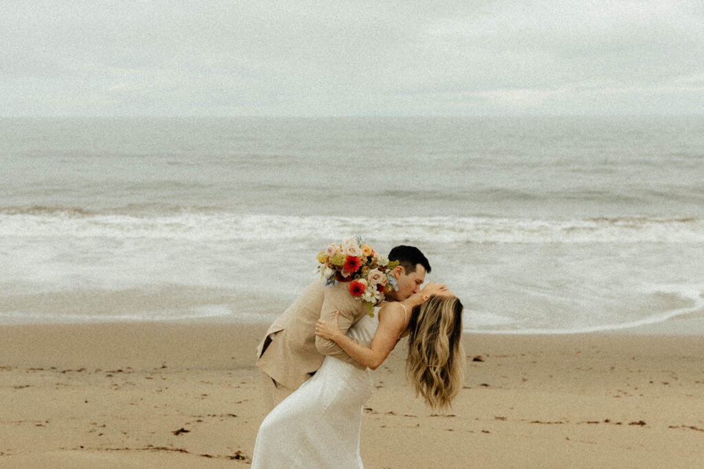 California elopement photography on Santa Cruz Beach - Davenport Beach