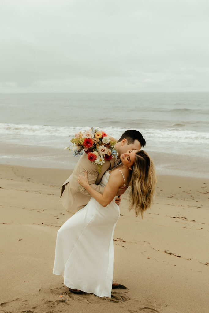California elopement photography on Santa Cruz Beach - Davenport Beach