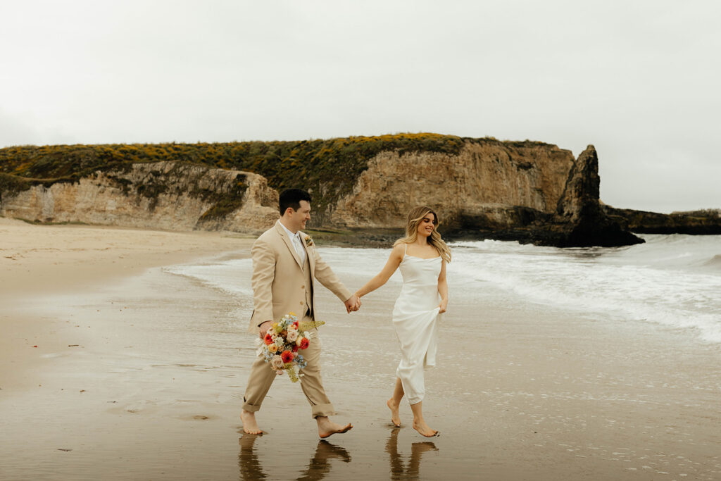 California elopement photography on Santa Cruz Beach - Davenport Beach