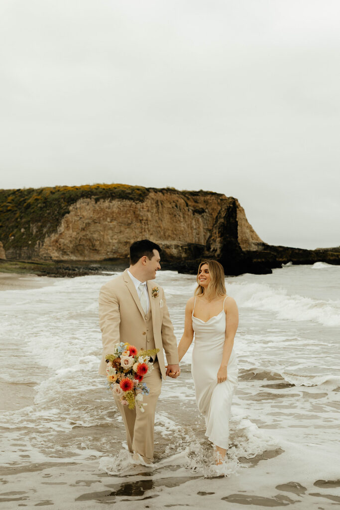 California elopement photography on Santa Cruz Beach - Davenport Beach