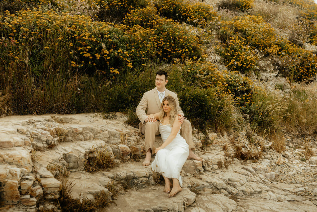 California elopement photography on Santa Cruz Beach - Davenport Beach