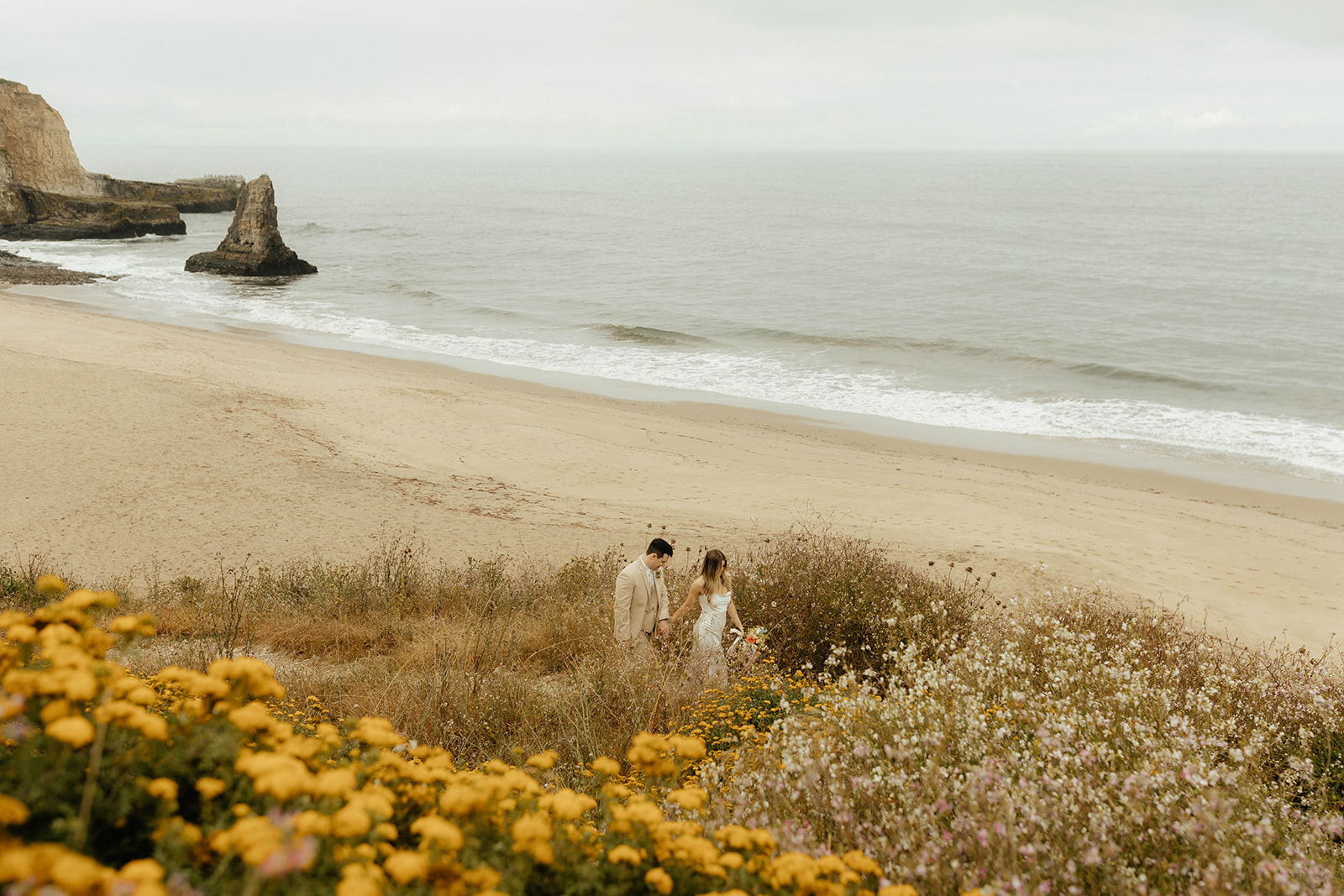 California elopement photography on Santa Cruz Beach - Davenport Beach