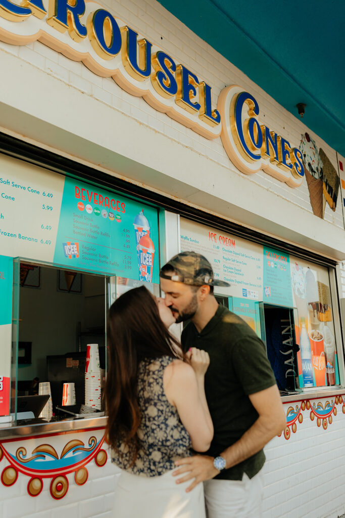 Couple getting ice cream on the Santa Cruz Beach Boardwalk