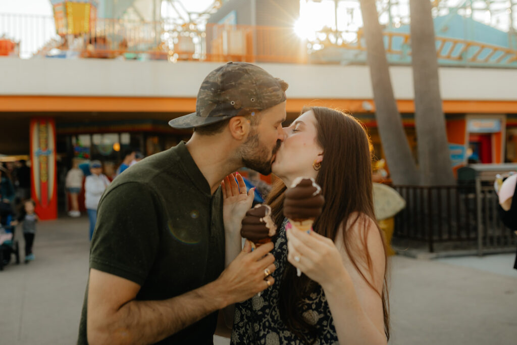 Couple getting ice cream on the Santa Cruz Beach Boardwalk