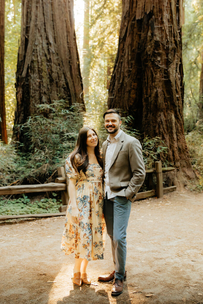 Couple posing during Santa Cruz Redwoods engagement session