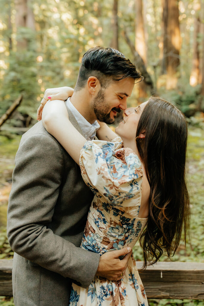 Couple posing during Santa Cruz Redwoods engagement session