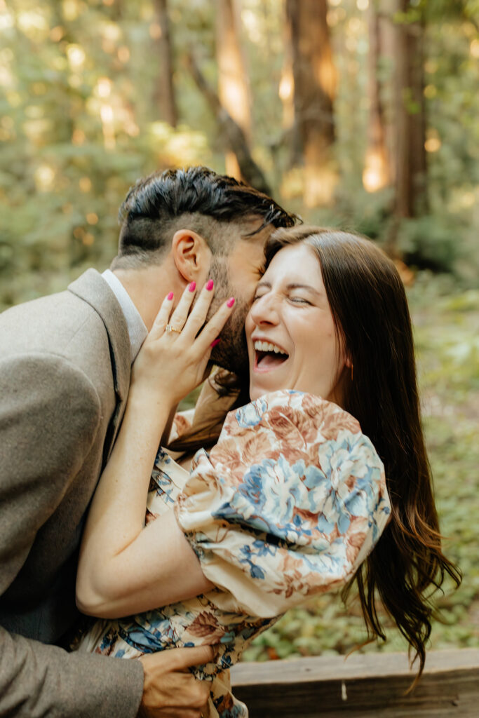 Couple posing during Santa Cruz Redwoods engagement session