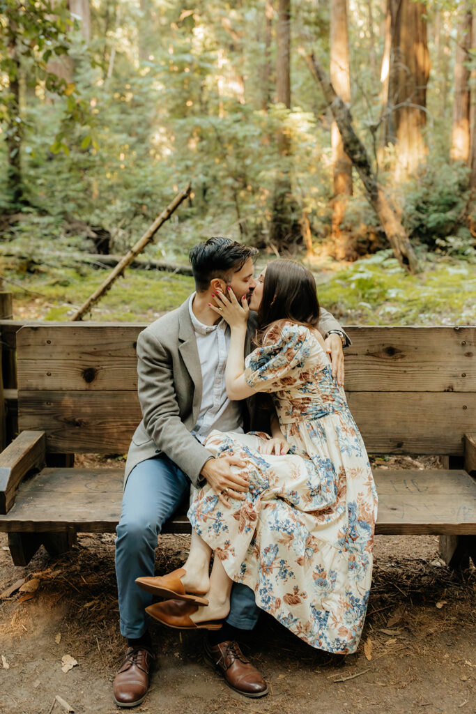 Couple posing during Santa Cruz Redwoods engagement session