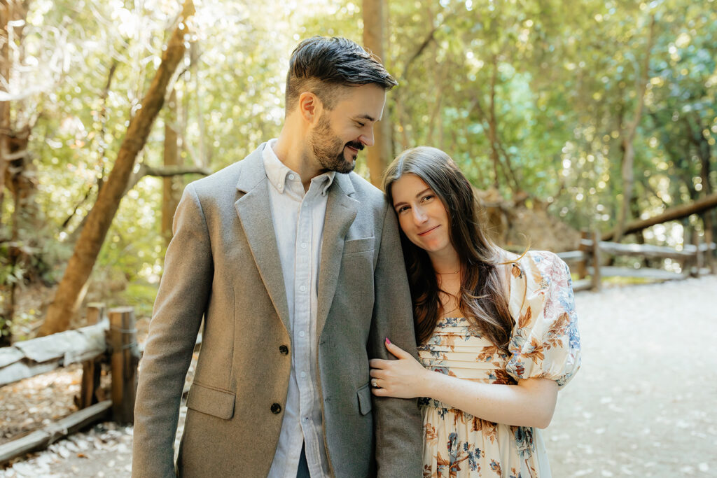 Couple posing during Santa Cruz Redwoods engagement session