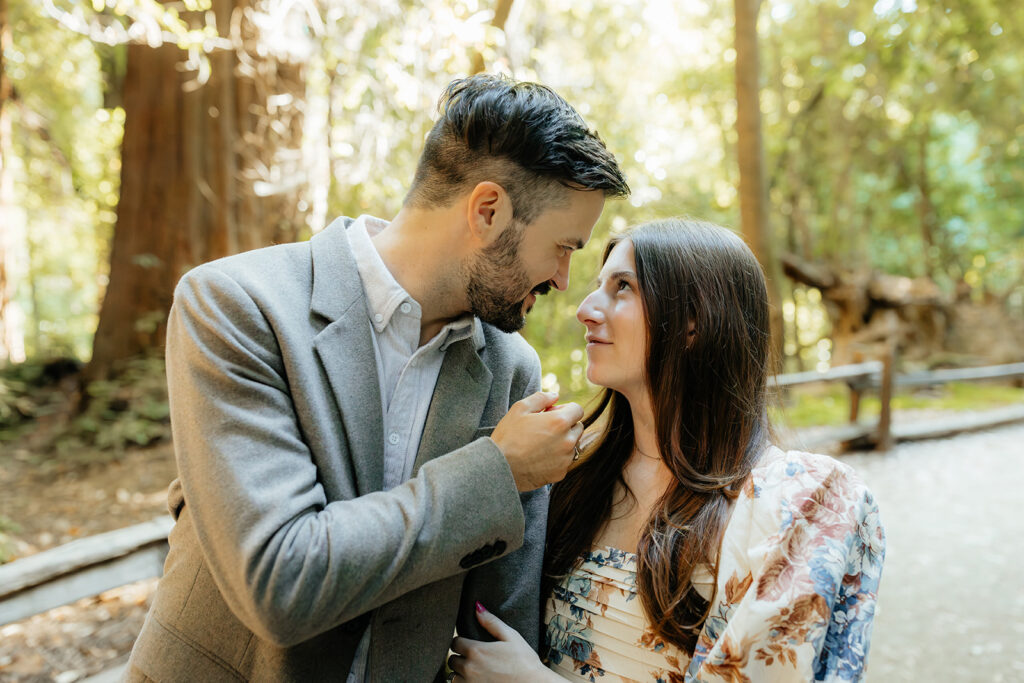 Couple posing during Santa Cruz Redwoods engagement session