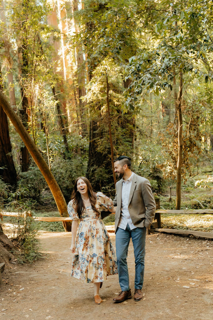 Couple posing during Santa Cruz Redwoods engagement session