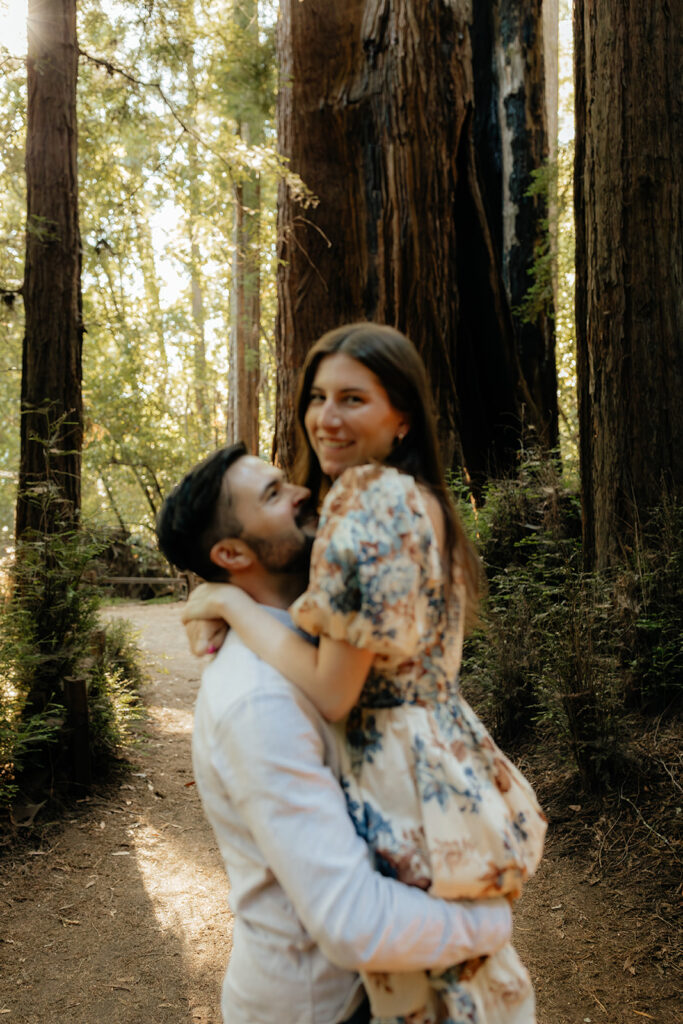 Couple posing during Santa Cruz Redwoods engagement session