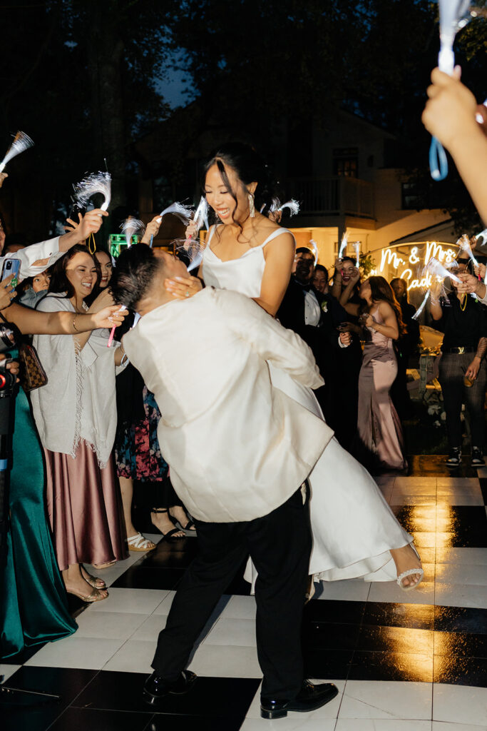 Bride and grooms wedding exit photos