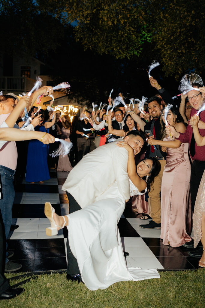 Bride and grooms wedding exit photos