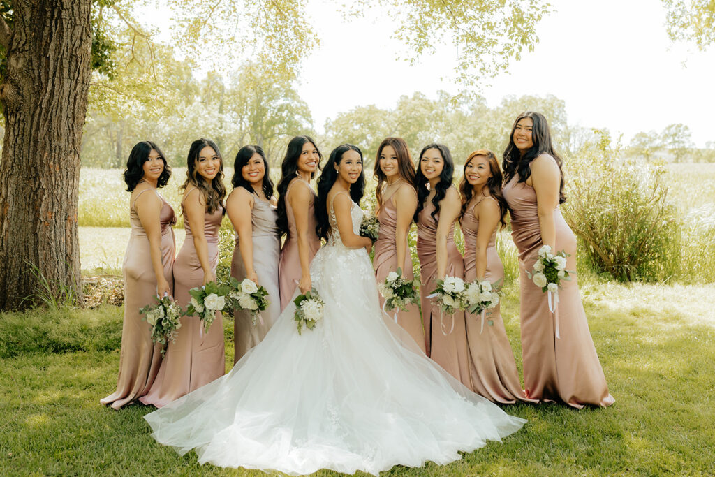 Bride and bridesmaids photos from Sacramento wedding at Le Reve Estate
