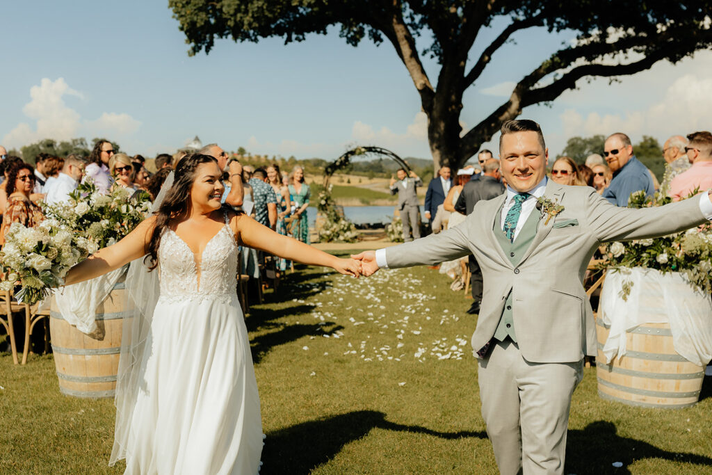 Outdoor wedding ceremony at Saureel Vineyards in Placerville, California