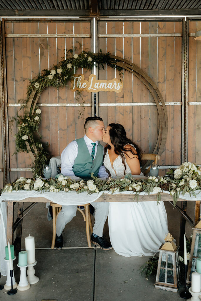 Bride and groom at their sweethearts table