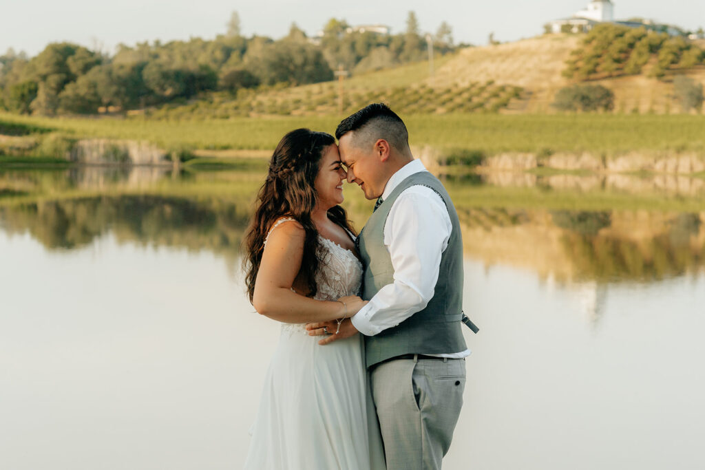 Bride and groom dancing