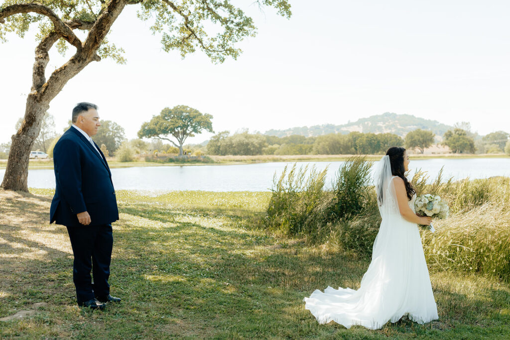 Brides first look with her father