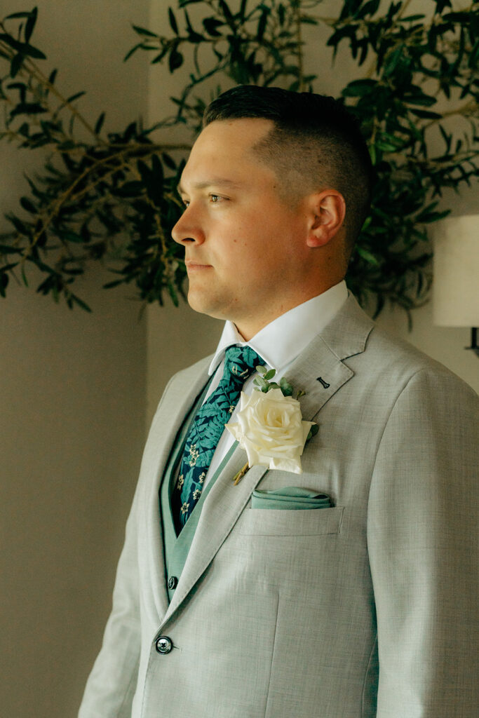 Groom getting ready for wedding ceremony