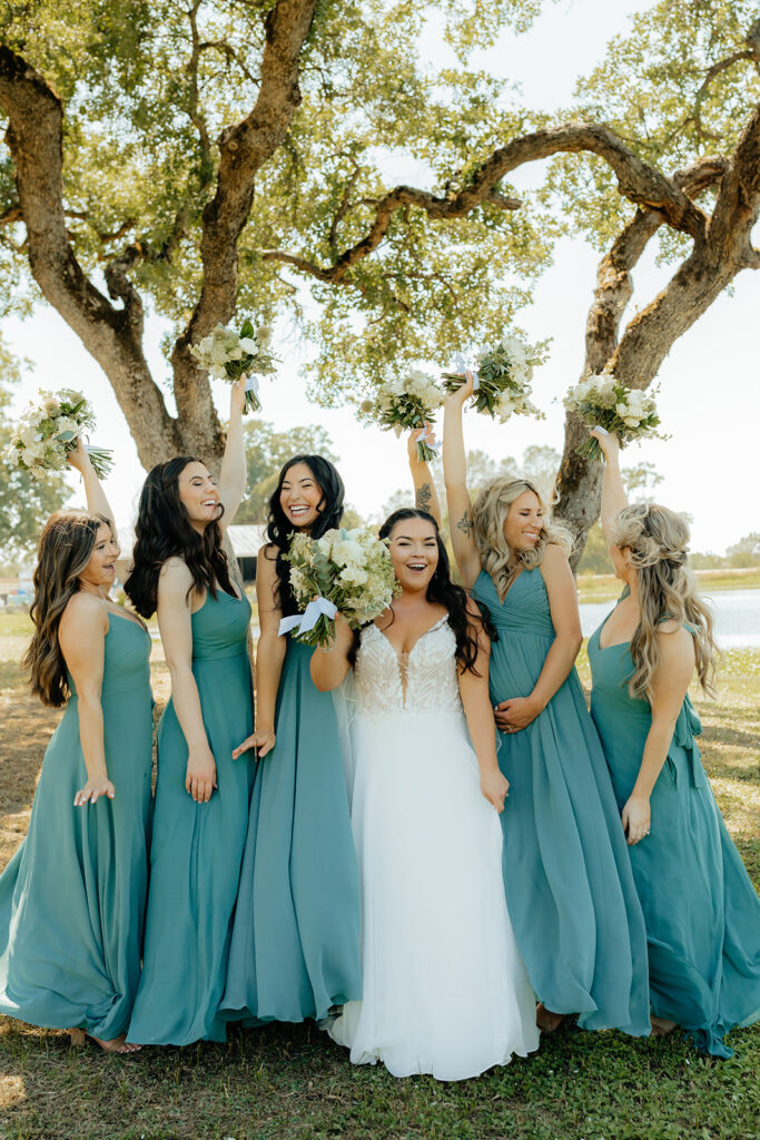 Bride and bridesmaids portraits during Saureel Vineyards wedding in Placerville, California