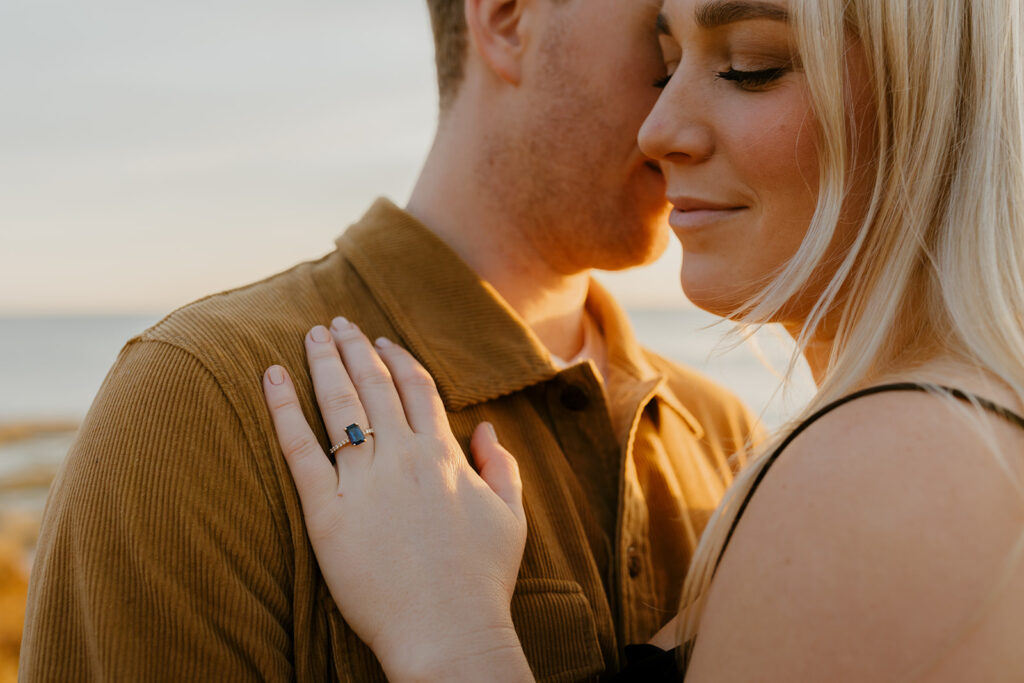 Casual sunset engagement photos at Natural Bridges State Beach in Santa Cruz, CA