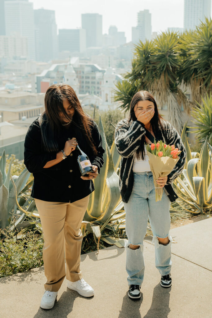 Couples surprise San Francisco proposal at Ina Coolbrith Park