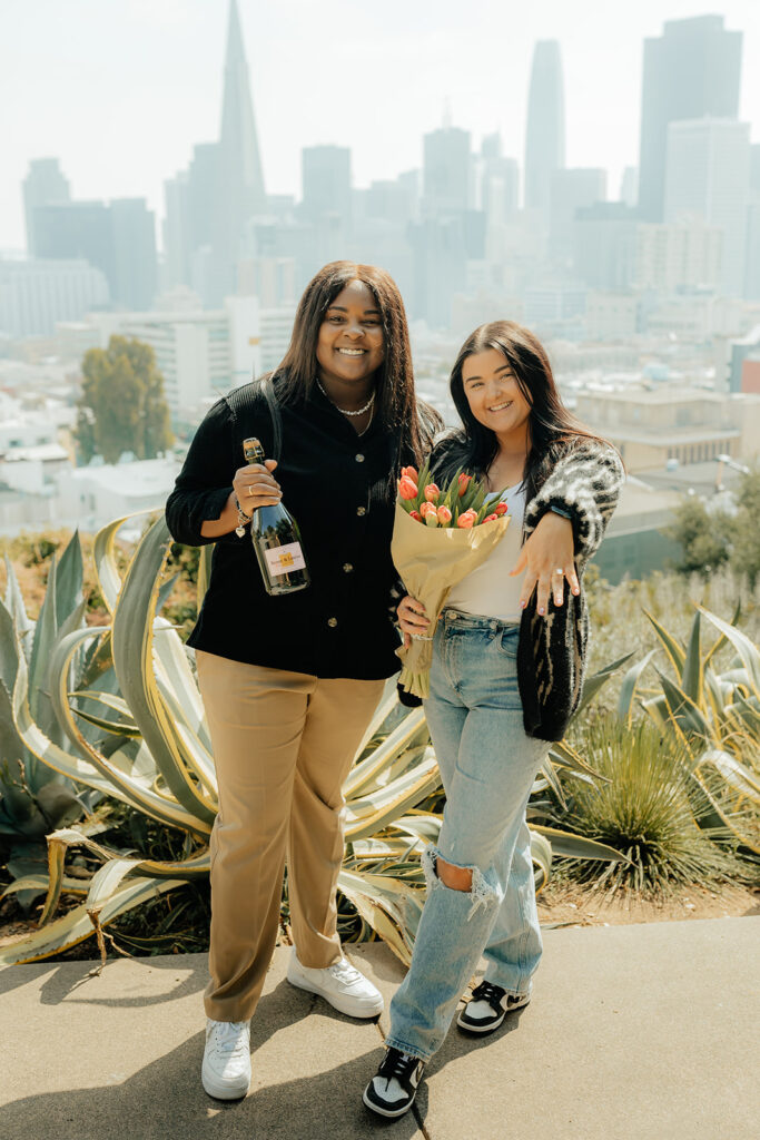 Couples surprise San Francisco proposal at Ina Coolbrith Park