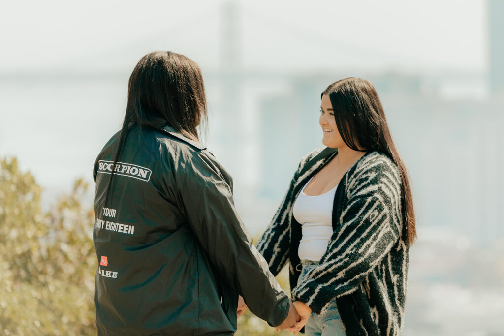 Couples surprise San Francisco proposal at Ina Coolbrith Park