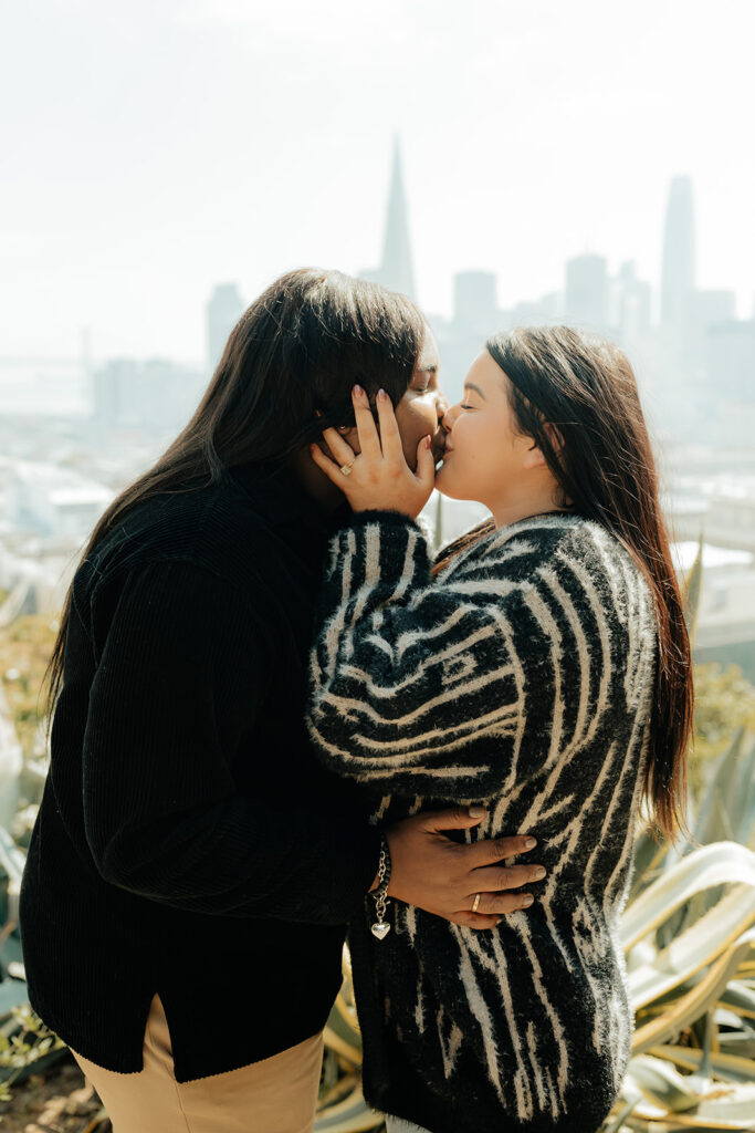 Couples surprise San Francisco proposal at Ina Coolbrith Park