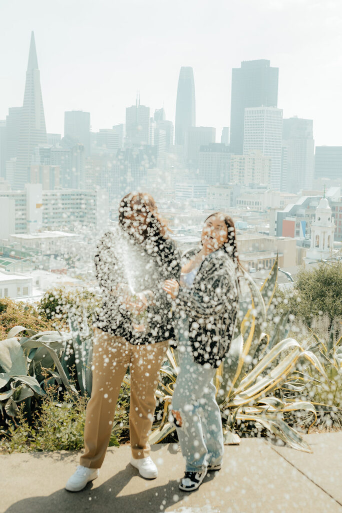 Couples surprise San Francisco proposal at Ina Coolbrith Park