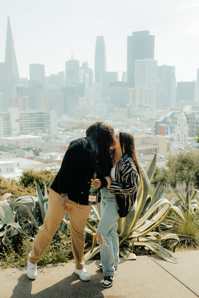Couples surprise San Francisco proposal at Ina Coolbrith Park