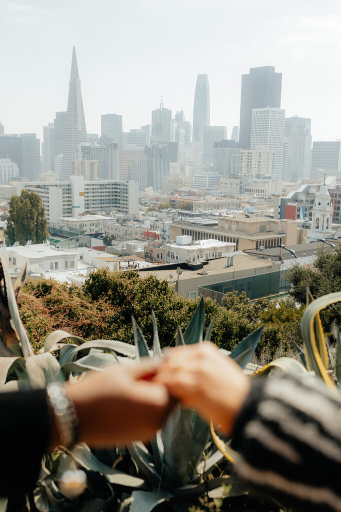 Couples surprise San Francisco proposal at Ina Coolbrith Park