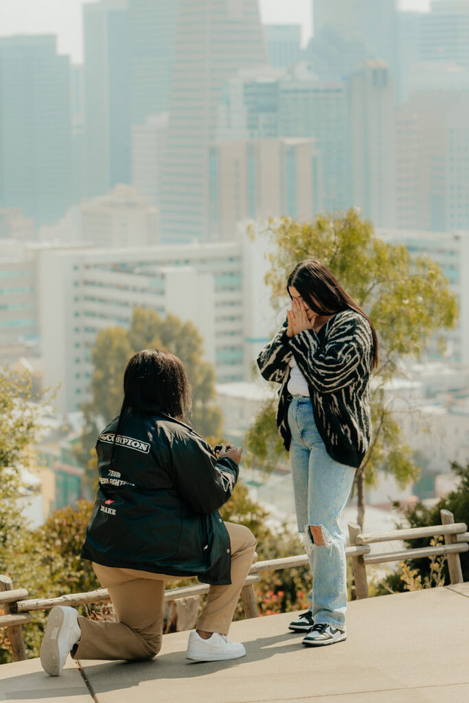 Couples surprise San Francisco proposal at Ina Coolbrith Park