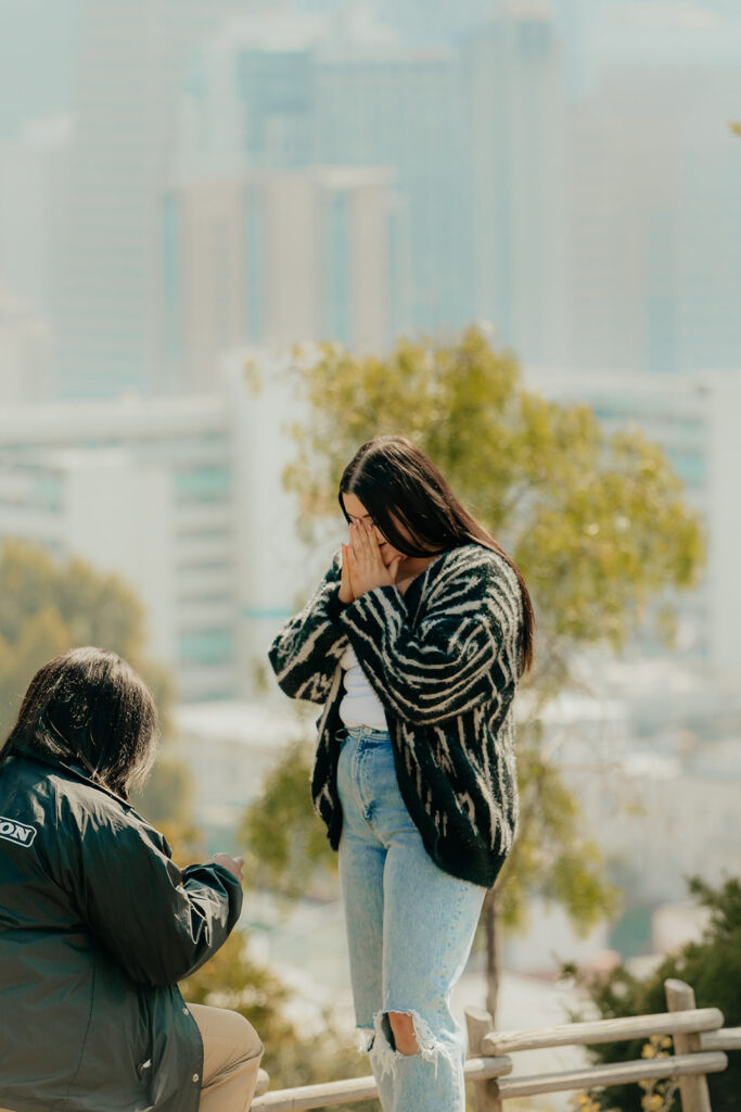 Couples surprise San Francisco proposal at Ina Coolbrith Park