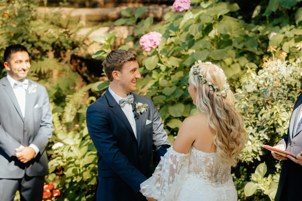 A redwood wedding ceremony at Nestldown wedding venue